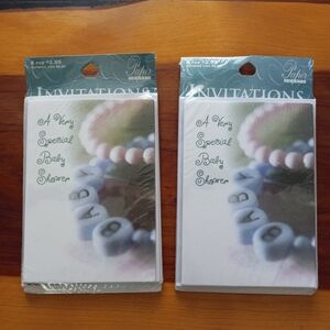 Contemporary Blue Pink Baby Shower Invitations With Envelopes Pack Of 16 New